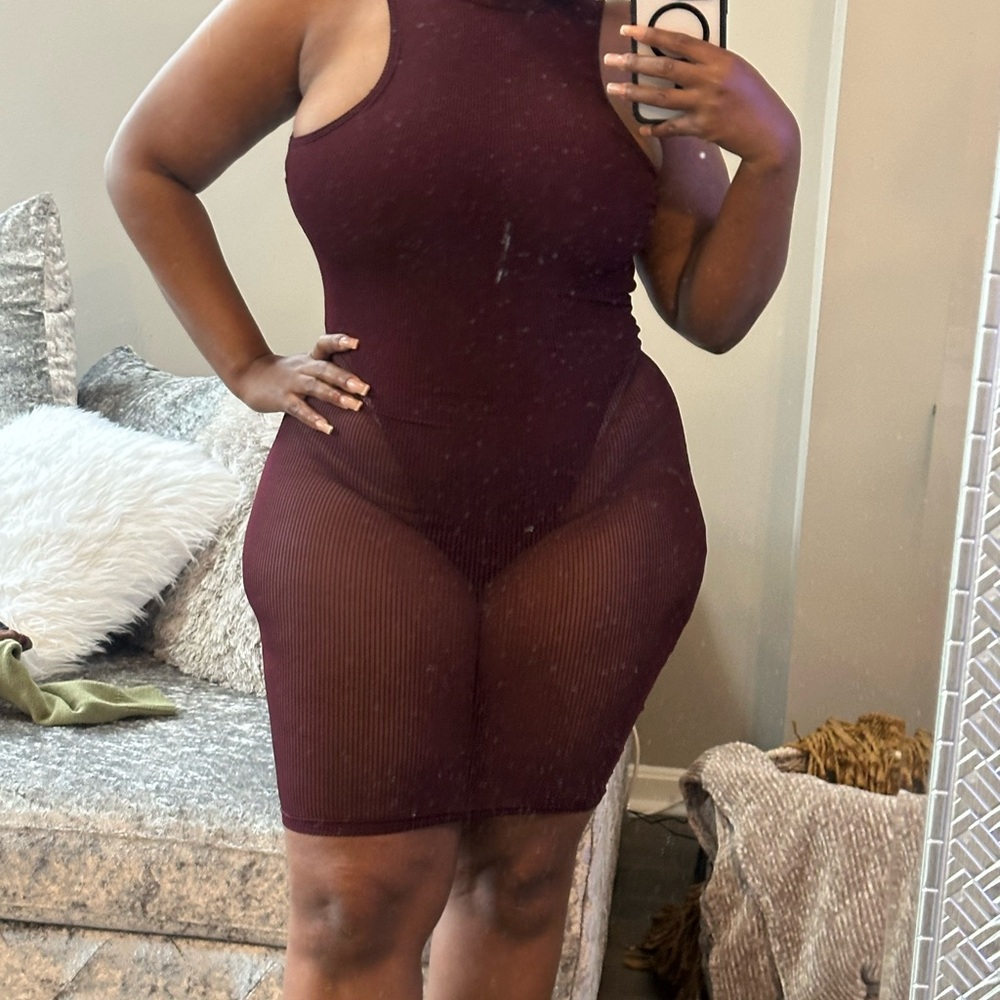 Burgundy Sleeveless Bodycon Dress